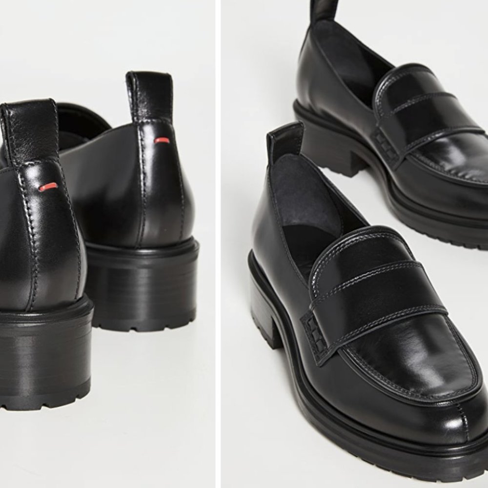 Aeyde Black Leather Chunky Lug Sole Loafers, Black Size 39 (9)